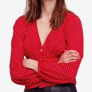 New Free People SMALL Polk a Dot Blouse